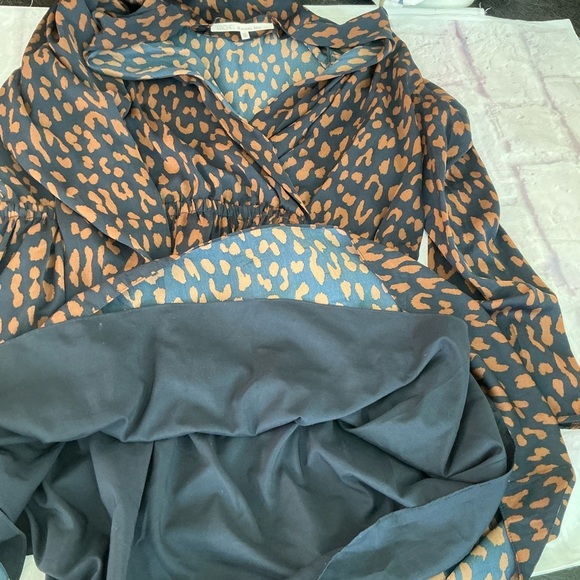 RACHEL Rachel Roy Faux Wrap Cheetah Black and Brown Long Sleeve Dress - Picture 10 of 14